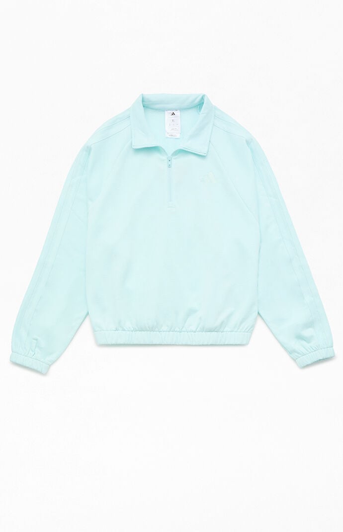 Adidas Originals Kids Mint Half Zip Pullover Sweatshirt In Green
