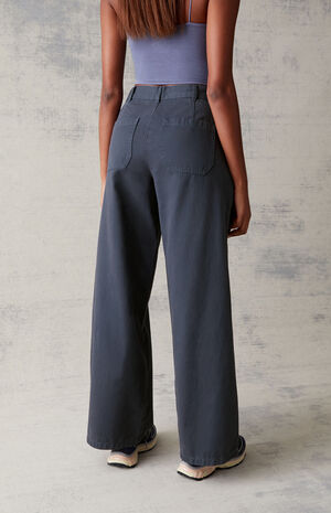 Navy Wide Leg Trousers image number 4