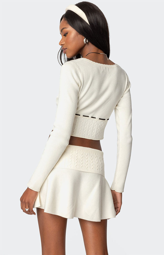 トップス S rib knit tops ribbon THEREDTHREAD THEREDTHREAD / ザレッドスレッド】S rib knit tops ribbon