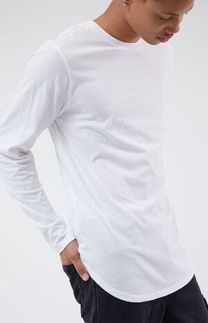 White Scallop Long Sleeve T-Shirt image number 1