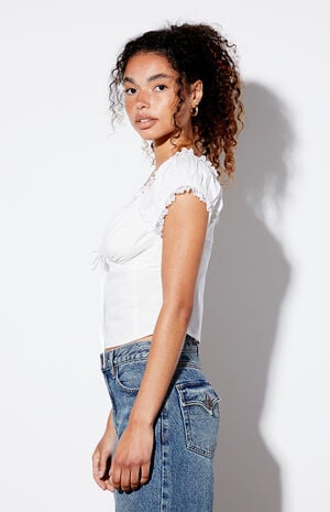 Lace Trim Tie Front Top image number 2