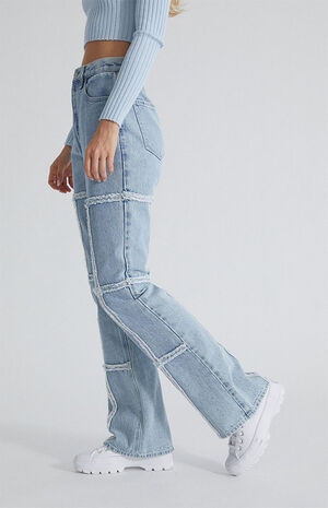 Eco Frayed High Waisted Bootcut Jeans image number 3