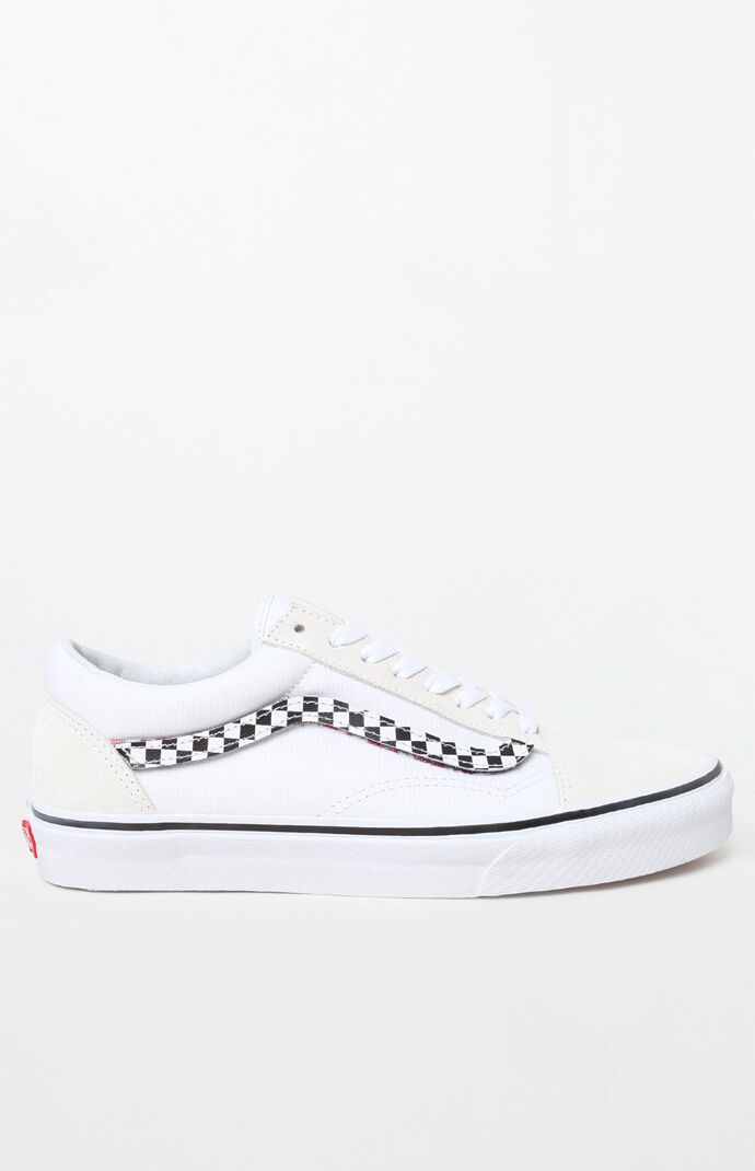 old skool vans with checkerboard stripe