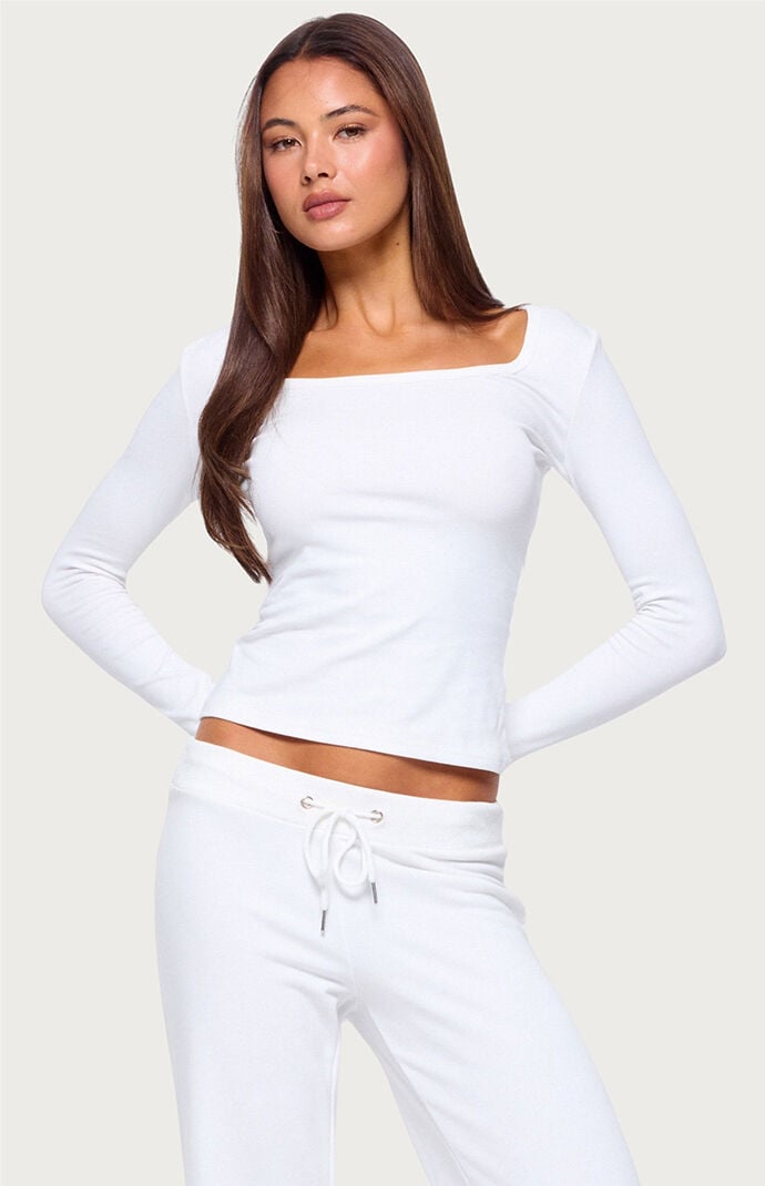 Edikted Flossy Ribbed Long Sleeve T-Shirt
