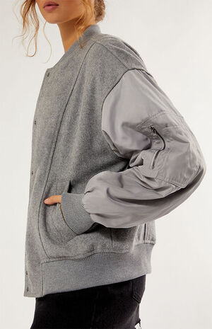Wool Bomber Varsity Jacket image number 2