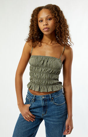 Plaid Ruched Tank Top image number 2