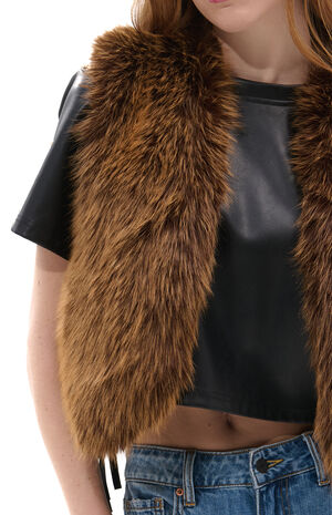 Dedra Brown Faux Fur Vest image number 4