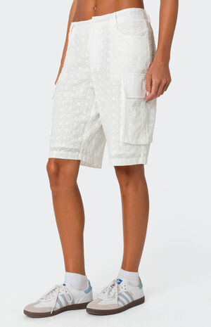 Eyelet Cargo Bermuda Shorts image number 3