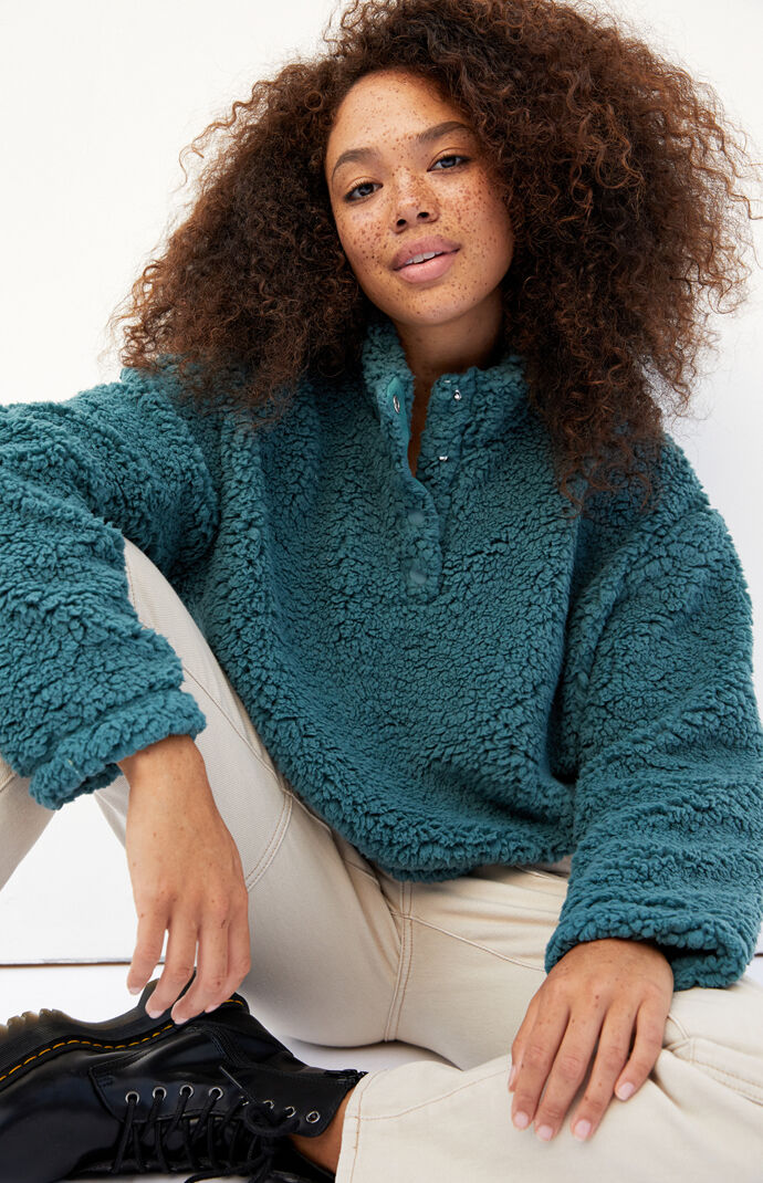 PacSun Simone Sherpa Henley Sweatshirt PacSun
