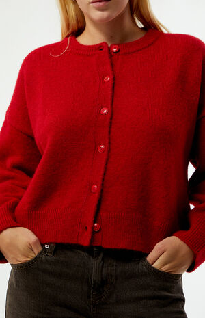 Red Estelle Fluffy Cardigan image number 4