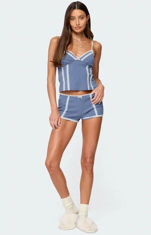 Eliane Contrast Lacey Shorts image number 1