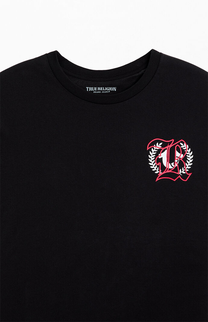True Religion ロゴT ドーベルマン オーバーサイズ True Religion Men's Buddha Logo Short Sleeve Tee Shirt