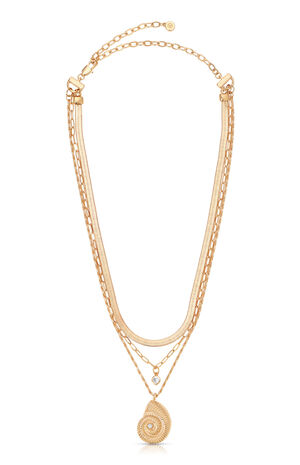 Nautilus Shell Pendant Layered Necklace image number 3