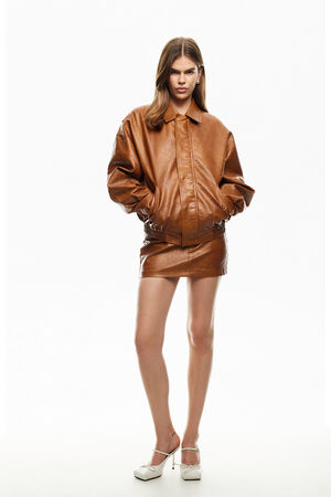 Faux Leather Kenny Bomber Jacket image number 4