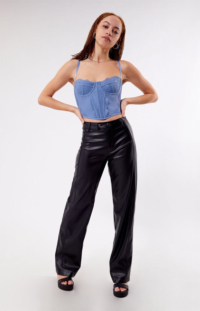 Women's low rise leather pants on sale