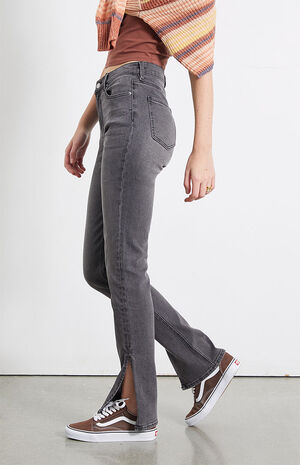 Black High Waisted Slim Flare Jeans image number 3