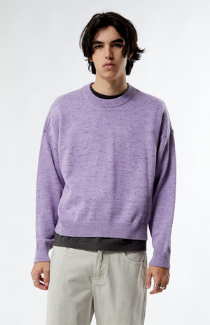 Purple Cropped Crew Sweater image number 1
