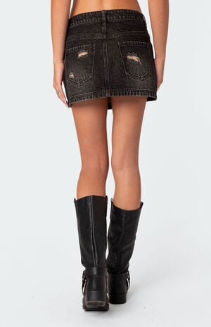 Distressed Denim Mini Skirt image number 5