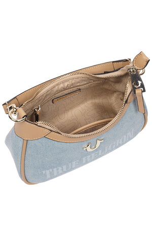 Blair Denim and Faux Leather Shoulder Bag image number 8