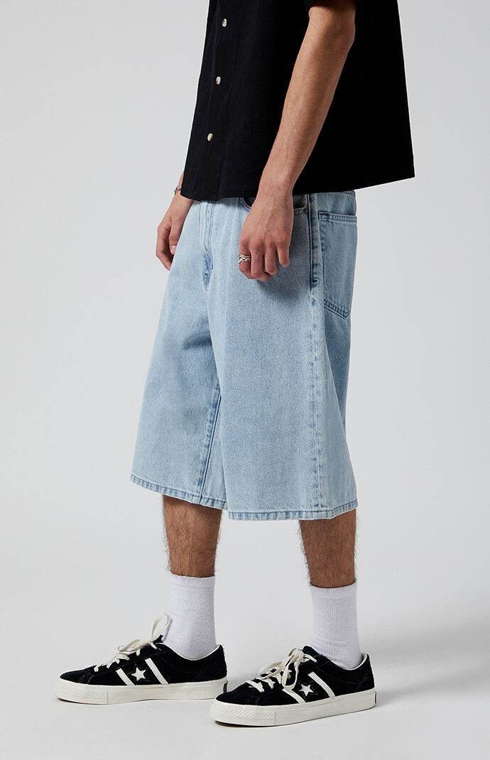 PacSun Light Indigo Extreme Baggy Denim Shorts | PacSun