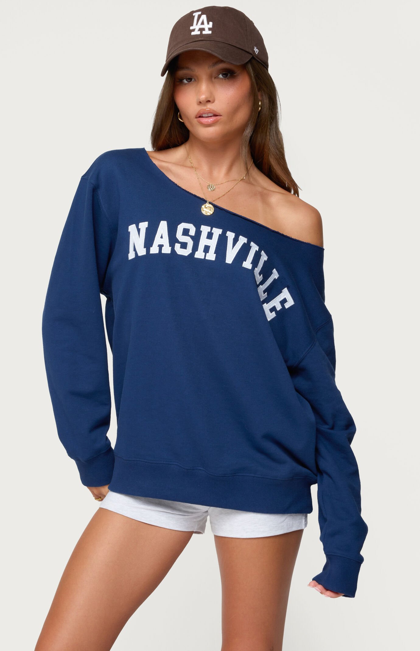 Edikted Nashville Oversized Wide Neck Sweatshirt