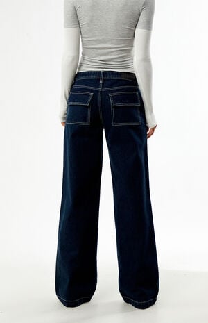 Casey Low Rise Baggy Jeans Dark Blue Contrast Stitch image number 4