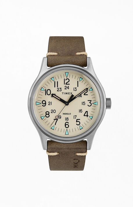MK1 Steel Leather Strap Watch