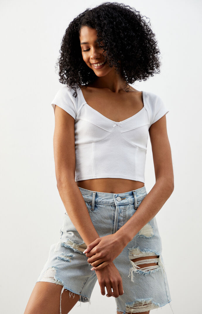 Ribbed sales bustier top
