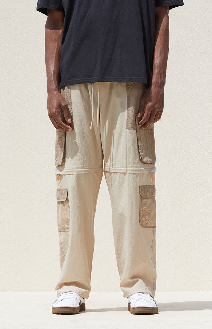 PacSun Tan Baggy Nylon Cargo Zip Off Pants | PacSun