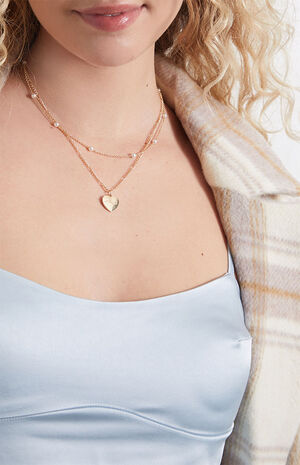 x PacSun Angel Heart Layered Necklace image number 2