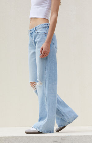 Light Indigo Ripped Low Rise Baggy Jeans image number 3