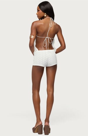 Nyomi Textured Backless Halter Neck Romper image number 3