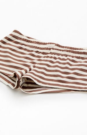 Brown & White Striped Boxer Boyshorts image number 2