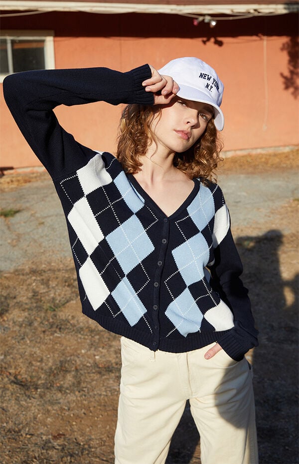 John Galt Blue Elizabeth Argyle Cardigan PacSun