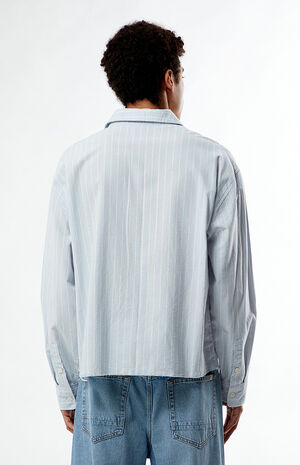 Light Blue Striped Oxford Button Down Long Sleeve Shirt image number 3