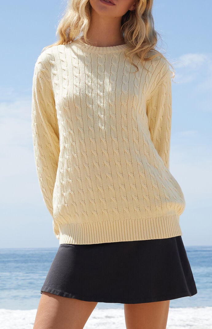 John Galt Yellow Cable Knit Sweater
