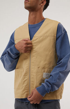 Neutral Canvas Zip Up Vest image number 2