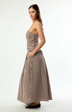Gemma Strapless Gingham Maxi Dress image number 3