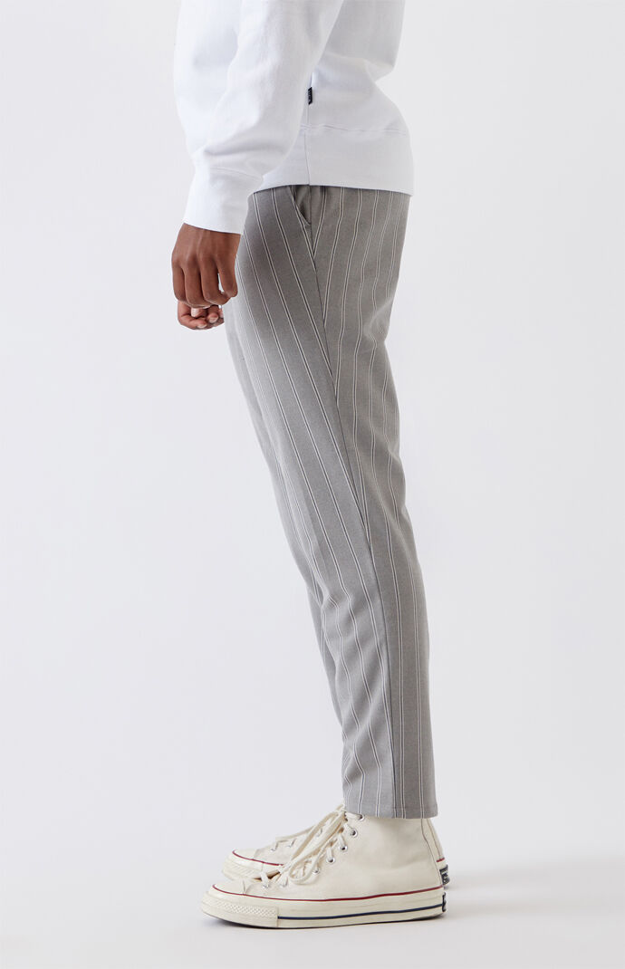 Gray & White Plaid Slim Fit Pants