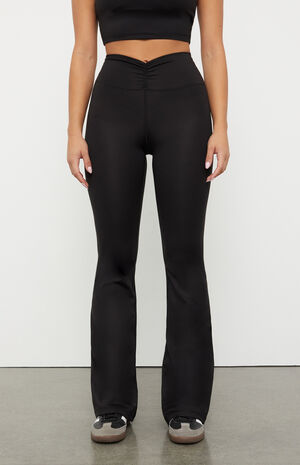 PAC WHISPER Active Black Cinched Front Flare Yoga Pants image number 2