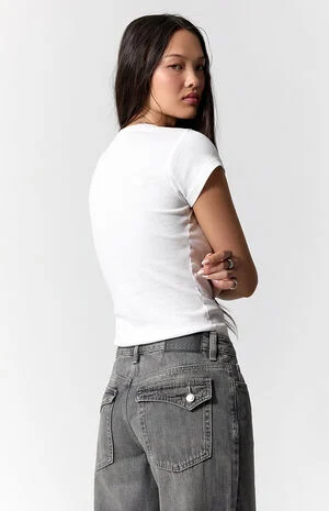 Casey Low Rise Baggy Jeans Button Flap Pocket Gray image number 5