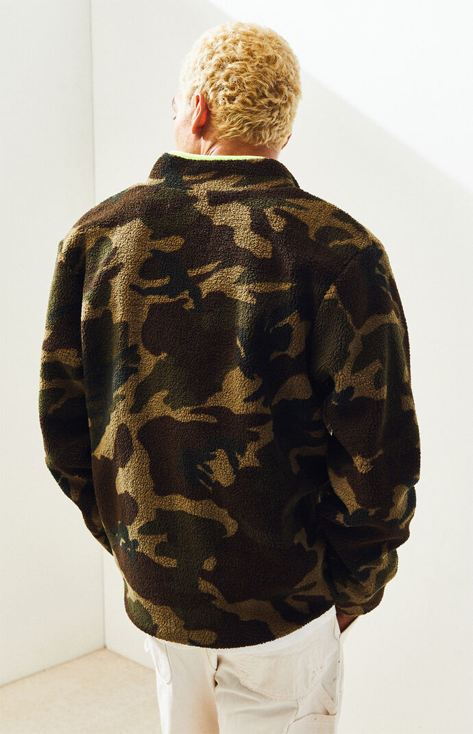 Camo & Neon Sherpa Full Zip Jacket