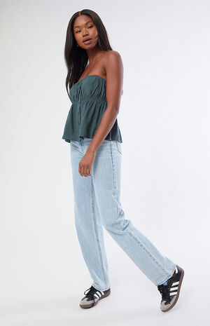 Strapless Button Front Tube Top image number 3