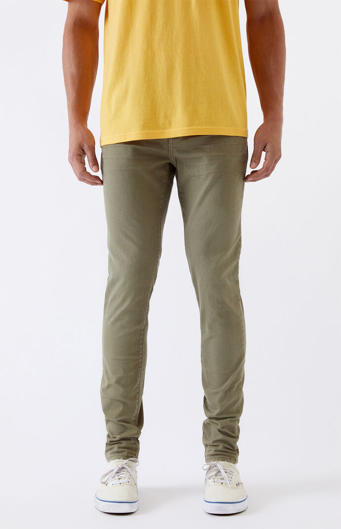 Olive Stacked Skinny Jeans