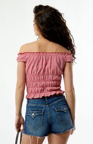 Gingham Off-The-Shoulder Top Gingham Off-The-Shoulder Top image number 4