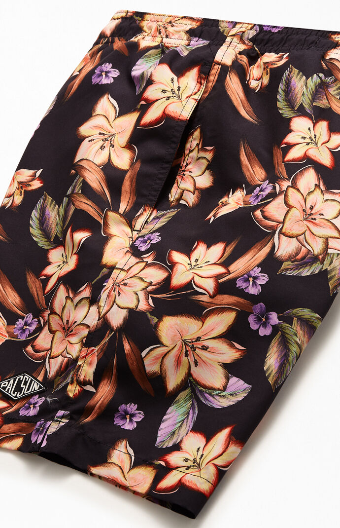 Colorful Floral 17" Swim Trunks