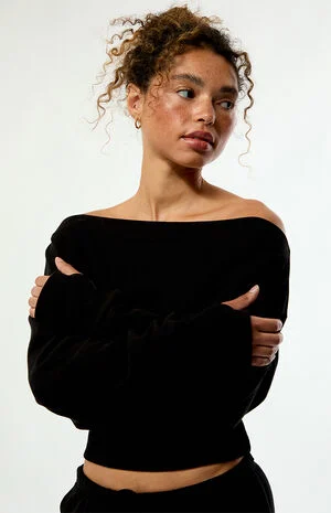 Active French Terry Off-The-Shoulder Sweatshirt image number 2