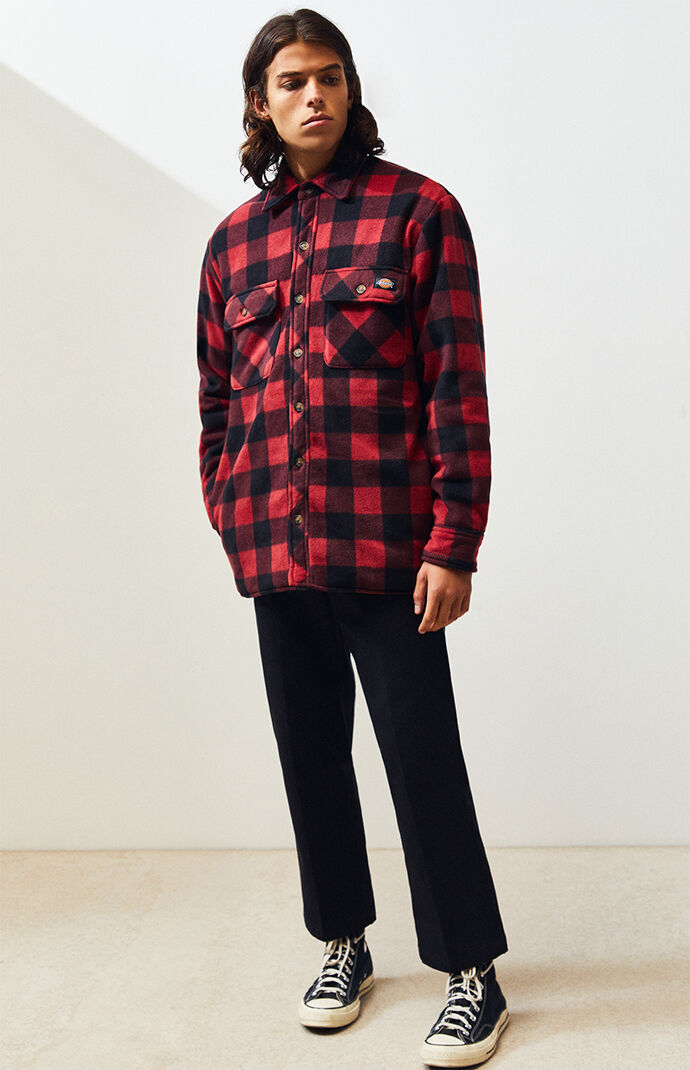 Micro Fleece Buffalo Plaid Shirt Jacket