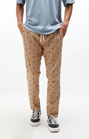 Floral Embroidered Cotton Drawstring Trousers image number 1