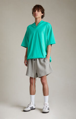 Dark Heather Oatmeal Fleece Running Shorts image number 5